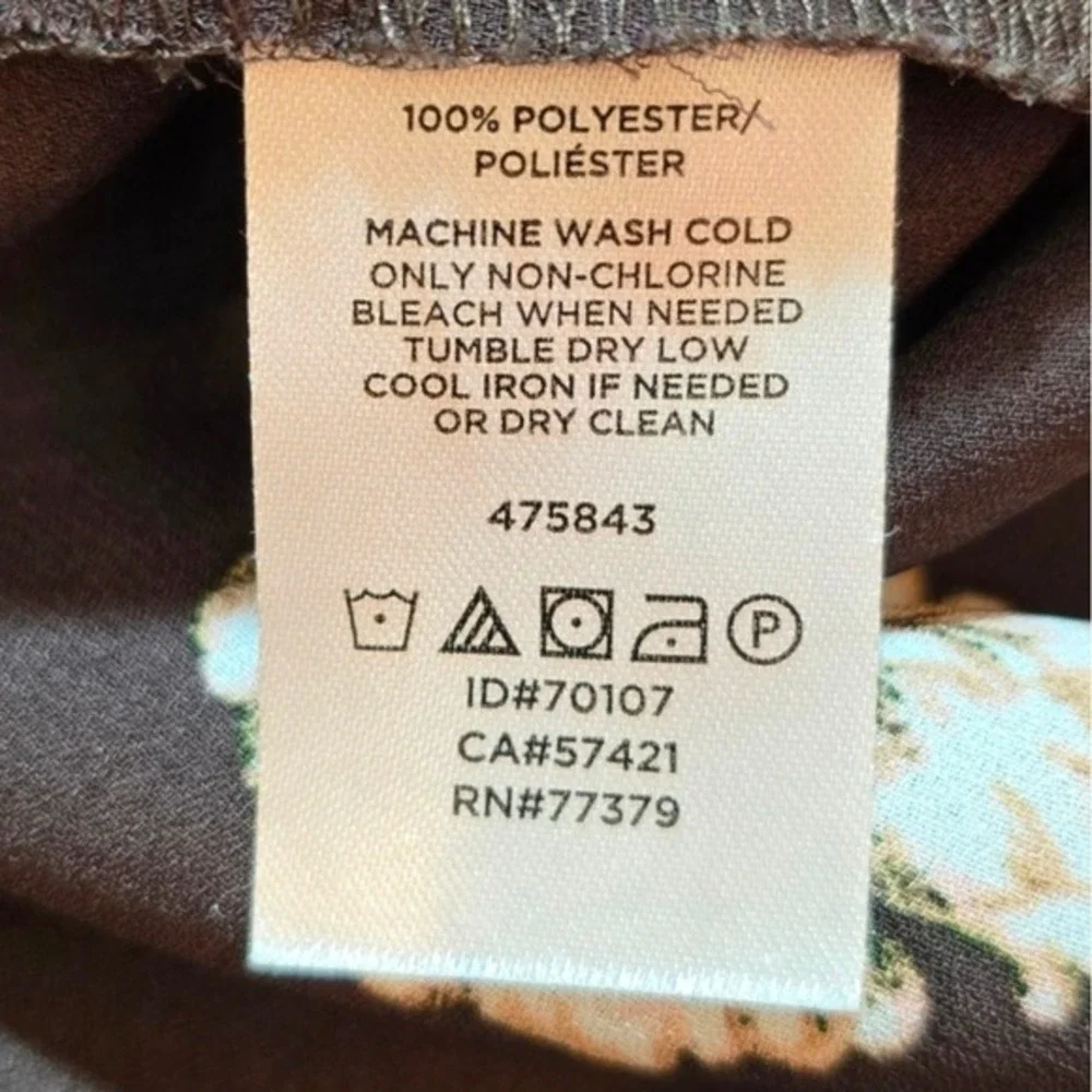 Ann Taylor Factory Chocolate Brown Floral Long Sleeve Blouse Keyhole Back Small - Picture 7 of 7